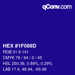 Color code: HEX #1F088D | qconv.com