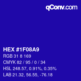 カラーコード: HEX #1F08A9 | qconv.com