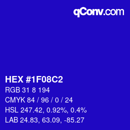 カラーコード: HEX #1F08C2 | qconv.com