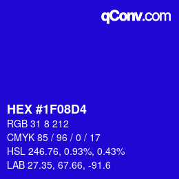颜色代码: HEX #1F08D4 | qconv.com