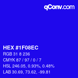 Color code: HEX #1F08EC | qconv.com