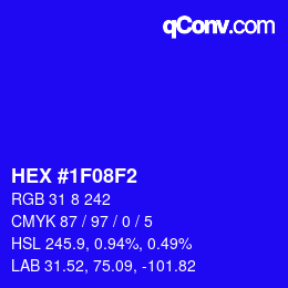 カラーコード: HEX #1F08F2 | qconv.com