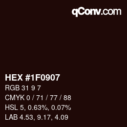 Color code: HEX #1F0907 | qconv.com