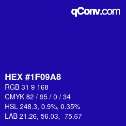 カラーコード: HEX #1F09A8 | qconv.com