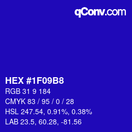 Color code: HEX #1F09B8 | qconv.com