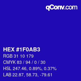 Color code: HEX #1F0AB3 | qconv.com