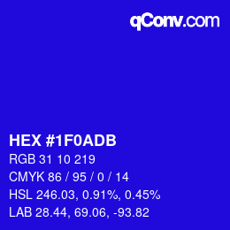 カラーコード: HEX #1F0ADB | qconv.com