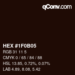 颜色代码: HEX #1F0B05 | qconv.com