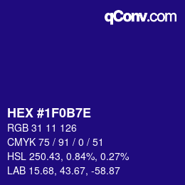 Color code: HEX #1F0B7E | qconv.com
