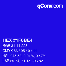 Color code: HEX #1F0BE4 | qconv.com