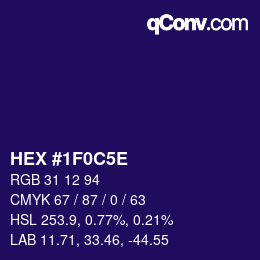 Farbcode: HEX #1F0C5E | qconv.com