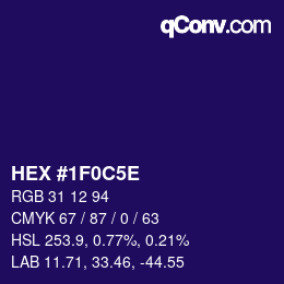 Color code: HEX #1F0C5E | qconv.com