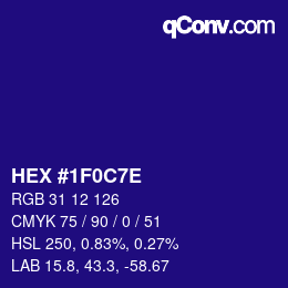 Color code: HEX #1F0C7E | qconv.com