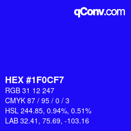 Color code: HEX #1F0CF7 | qconv.com