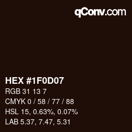 Color code: HEX #1F0D07 | qconv.com