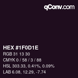 Color code: HEX #1F0D1E | qconv.com