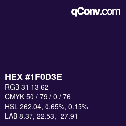 カラーコード: HEX #1F0D3E | qconv.com