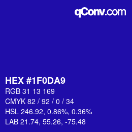 Color code: HEX #1F0DA9 | qconv.com