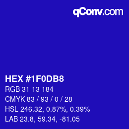 Color code: HEX #1F0DB8 | qconv.com
