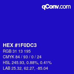 Color code: HEX #1F0DC3 | qconv.com