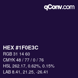Color code: HEX #1F0E3C | qconv.com