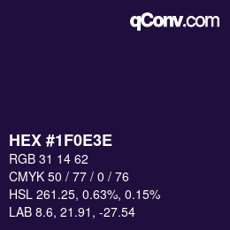 カラーコード: HEX #1F0E3E | qconv.com