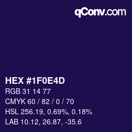 Color code: HEX #1F0E4D | qconv.com