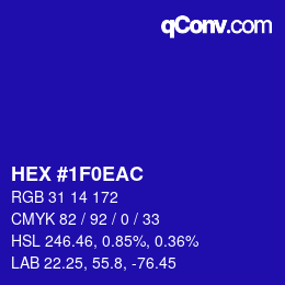 Color code: HEX #1F0EAC | qconv.com