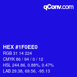 Color code: HEX #1F0EE0 | qconv.com