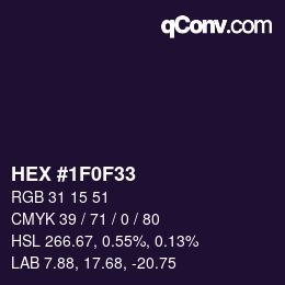 Color code: HEX #1F0F33 | qconv.com