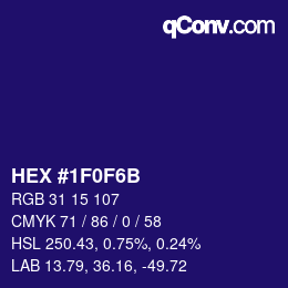 Color code: HEX #1F0F6B | qconv.com