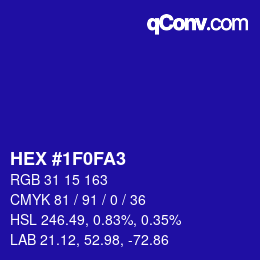Color code: HEX #1F0FA3 | qconv.com