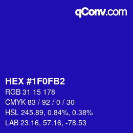 カラーコード: HEX #1F0FB2 | qconv.com