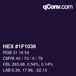 Farbcode: HEX #1F1036 | qconv.com