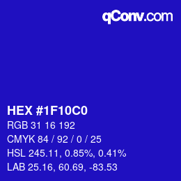 Color code: HEX #1F10C0 | qconv.com
