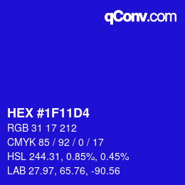 Color code: HEX #1F11D4 | qconv.com