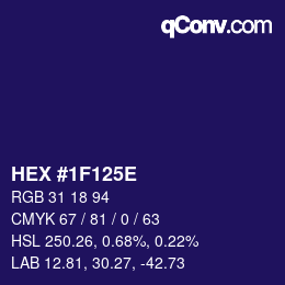 カラーコード: HEX #1F125E | qconv.com