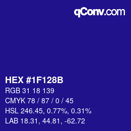 Color code: HEX #1F128B | qconv.com