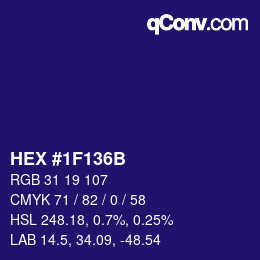 Color code: HEX #1F136B | qconv.com