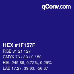 Color code: HEX #1F157F | qconv.com