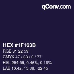 Color code: HEX #1F163B | qconv.com