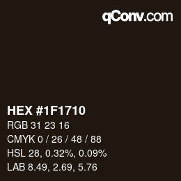 Color code: HEX #1F1710 | qconv.com