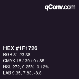 Code couleur: HEX #1F1726 | qconv.com