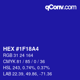 Color code: HEX #1F18A4 | qconv.com