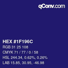 Color code: HEX #1F196C | qconv.com