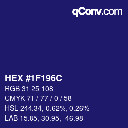 Color code: HEX #1F196C | qconv.com