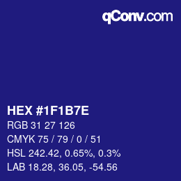 Color code: HEX #1F1B7E | qconv.com