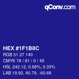 Color code: HEX #1F1B8C | qconv.com