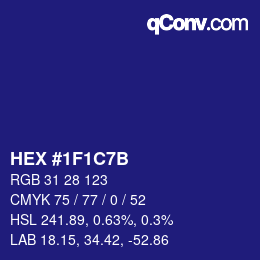 Color code: HEX #1F1C7B | qconv.com