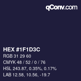 Color code: HEX #1F1D3C | qconv.com